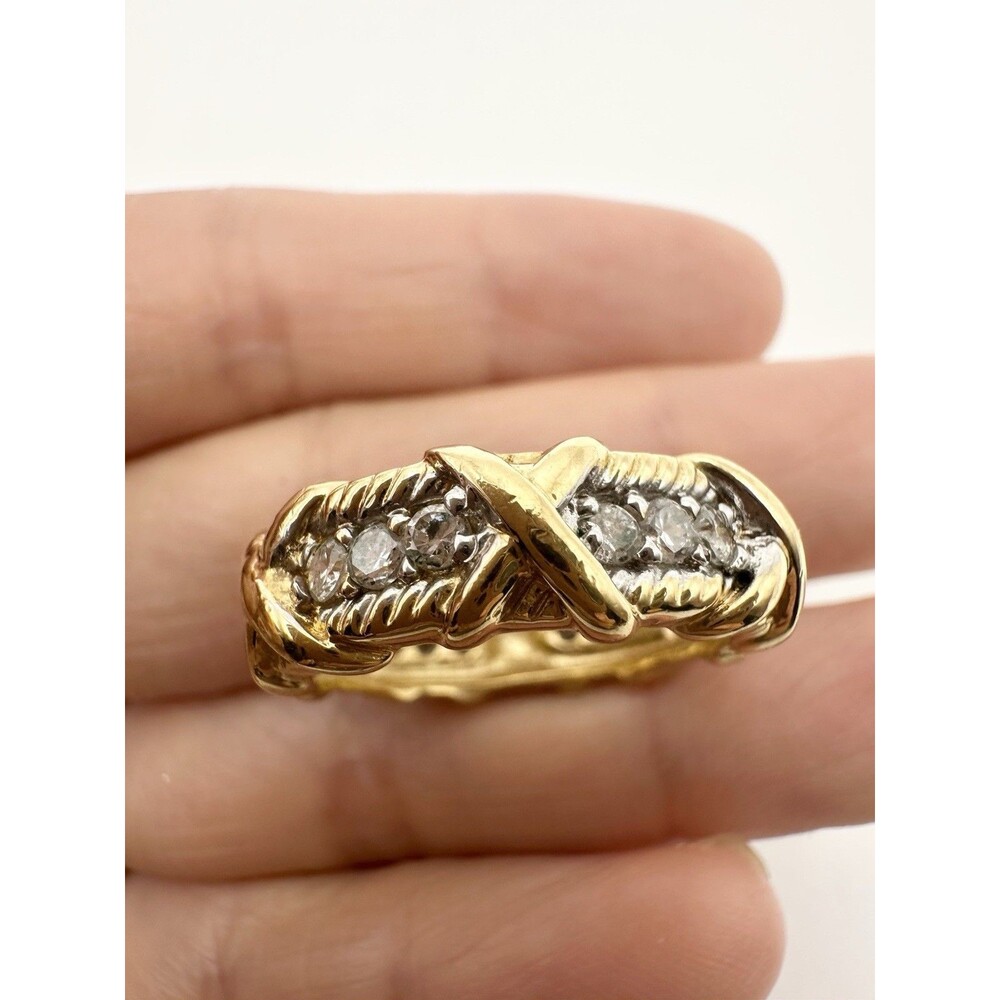 JBK Camrose Kross C Z Band Ring Gold Over 925 Sterling Silver Size 8